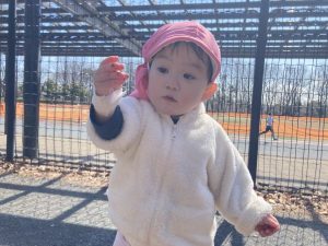陸上競技場で遊んだよ！