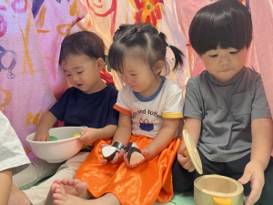 テントの中でのお弁当